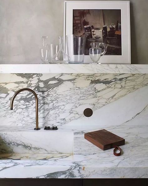 Quartz Countertop Colors, Marble Shelf, Interior Design London, Integrated Sink, Countertop Colours, Cabinetry Design, Stone Sink, Kitchen Marble, Minimalist Bathroom