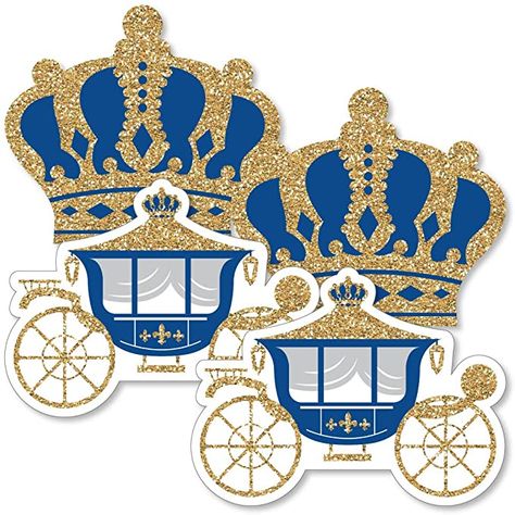 Amazon.com: Royal Prince Charming - Crown & Carriage Decorations DIY Baby Shower or Birthday Party Essentials - Set of 20 : Toys & Games Carriage Decorations, Baby Elephant Cake, Little Prince Party, Birthday Party Essentials, Prince Party, Royal Baby Showers, Prince Baby Shower, Diy Party Supplies, Baby Shower Supplies