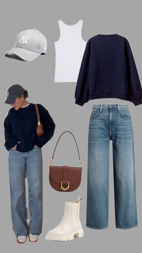 Levis 505 Woman Outfit, Gloomy Day Outfits, Winter Rainy Day Outfit, Minimalist Wardrobe Capsule, Minimalistic Outfits, Modest Outfit Ideas, Wardrobe Makeover, Cold Outfits, Blue Knit Sweater