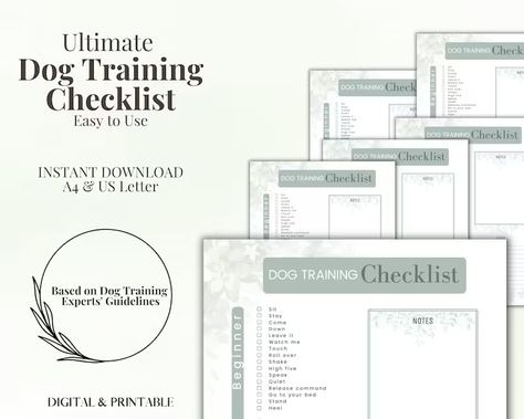 Dog Training Checklist Dog Training Log Puppy Training Dog - Etsy Dog Schedule, Dog Checklist, Training Checklist, Pet Planner, Dog Tracker, Dog Journal, Dog Organization, Unique Planner, Online Service