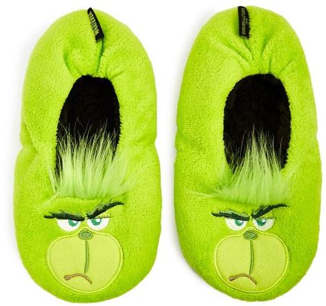 Forever 21 The Grinch Slippers Grinch Slippers, Grinch Village, Grinch Stuff, Fun Slippers, Grinch Christmas Party, Crochet Slippers Free Pattern, Art Shoes, Christmas Slippers, Merry Grinchmas