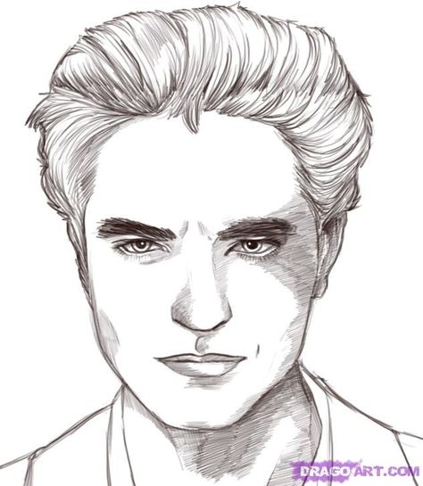 twilight saga drawing | how to draw edward cullen, robert pattinson from twilight step 5 Twilight Coloring, Twilight Painting, Edward Cullen Robert Pattinson, Harry Potter Sketch, Vampire Drawings, Pen Sketches, Saga Art, Robert Pattinson Twilight, Twilight Edward