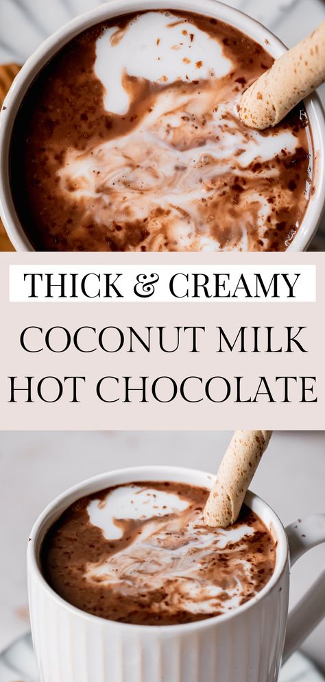 Hot Cocoa Mix With Coconut Milk Powder, Coconut Milk Drinks Recipes, Blueberry Hot Chocolate, Coconut Cream Hot Chocolate, Hot Chocolate Recipes Dairy Free, Clean Hot Cocoa Recipe, Coconut Milk Hot Chocolate Recipe, High Flavanol Hot Chocolate, Hot Breakfast Drinks