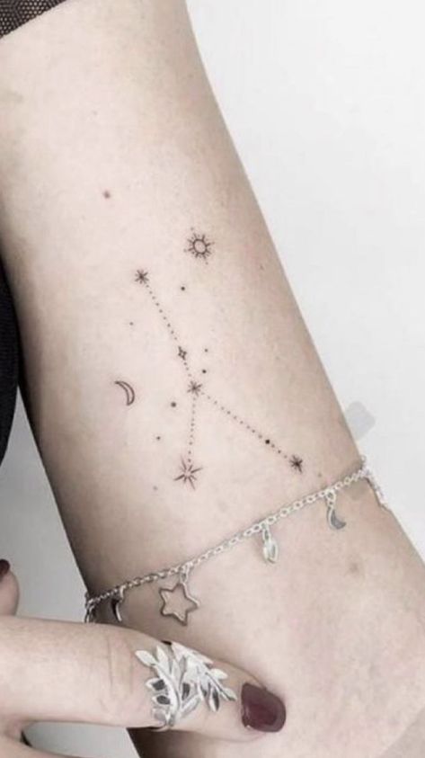 Cancerian Fine Line Tattoo, Cancerian Constellation Tattoo, Cancerian Tattoo For Women, Cancerian Tattoo, Delicate Tattoos For Women, Butterfly Tattoos On Arm, Glyph Tattoo, On Tattoo, Horoscope Tattoos