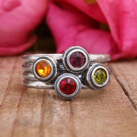 Birthstone stacking rings