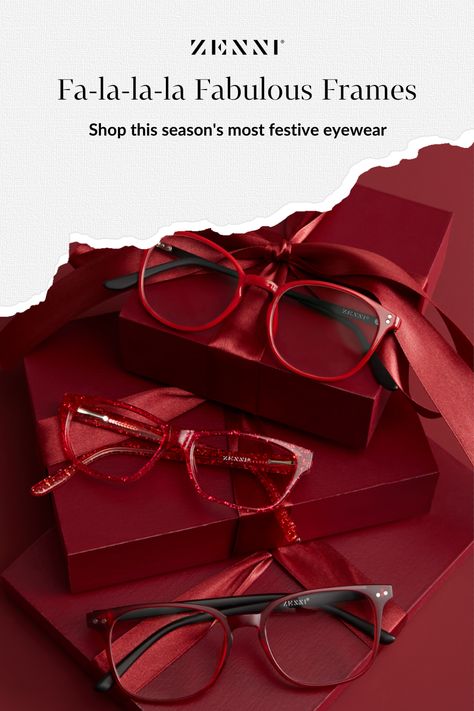 Bundle up with this season's most festive eyewear! ⛄️🎁 #eyeglasses #christmasglasses #holidayglasses #holidaypartyinspo Zenni Glasses, Window Glasses, Optician Marketing, Christmas Sunglasses, Healthy Vision, Christmas Marketing, Eco Christmas, Glasses Trends, Christmas Glasses