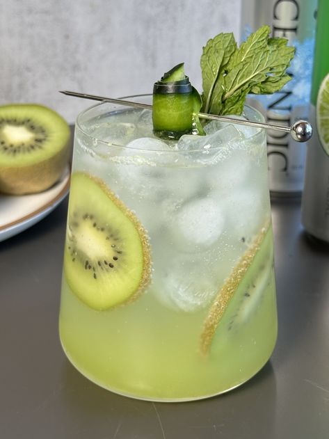 Kiwi Cucumber Cooler — Drinks with Danica Cucumber Cooler, Beverage Cooler, Refreshing Drinks, Simple Syrup, Mocktails, Lime Juice, Non Alcoholic, Tequila, Kiwi