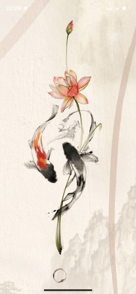 Coy Fish Tattoos, Water Lily Tattoos, Pisces Tattoo Designs, Koi Tattoo Design, Sakura Tattoo, Coy Fish, Koi Fish Drawing, Watercolor Lotus, Pisces Tattoos