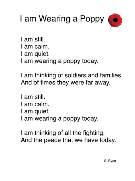 Remembrance Day Poem for Kindergarten All About Me Poems For Preschool, Remembrance Day Poem Kindergarten, Remembrance Day Poems For Kids, Veterans Day Poems For Kids, Remembrance Day For Kids, Remembrance Day Assembly Ideas, Kindergarten Remembrance Day Art, Remembrance Day Activities For Kids, Remembrance Day Kindergarten