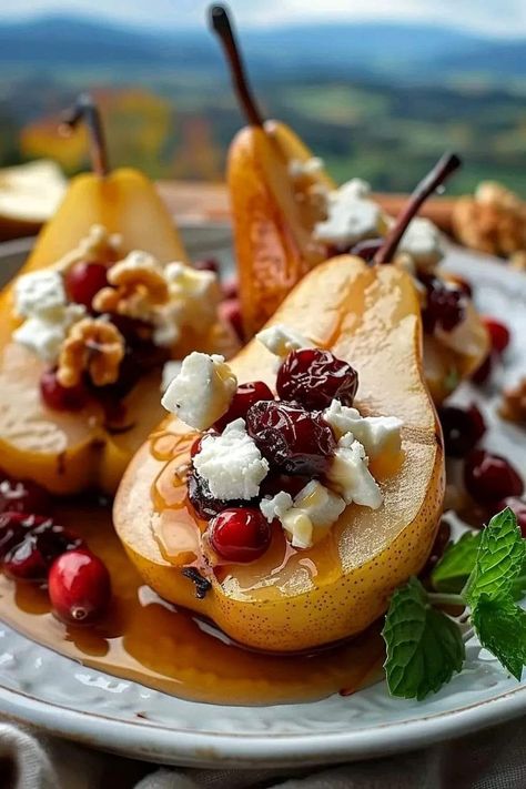 (20+) lidia bastianich recipes | Baked Pears with Feta, Honey, and Cranberries 🍐🍯 | Facebook Baked Pears With Feta Honey Cranberries, Lidia Bastianich Recipes, Warm Recipes, Feta Honey, Ripe Pears, Thanksgiving Snacks, Lidia Bastianich, Baked Pears, Cranberry Cream Cheese