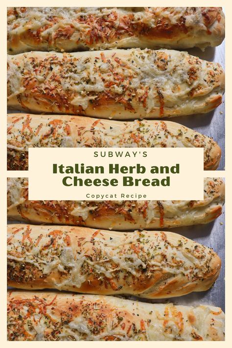 Italian Herb and Cheese Bread Subway Copycat Recipe Copycat Restaurant Bread Recipes, Copycat Recipes Subway, Copycat Subway Italian Herb And Cheese Bread, Homemade Italian Herb And Cheese Bread, Diy Italian Herb And Cheese Bread, Subway Herb And Cheese Bread, Diy Subway Bread, Subway Italian Herb And Cheese Bread, Copycat Subway Bread