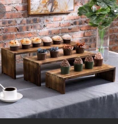 Wood Retail Display, Wooden Cupcake Stands, Wood Riser, Catering Display, Booth Displays, Craft Booth Displays, Jewelry Decor, Display Risers, Cupcake Display