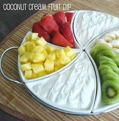 Recipe for Coconut Cream Fruit Dip - I was blown away by how simple, & refreshing it is paired with the fruit. I also liked how it's easy to make. Great dip to try at home or bring with fruit for a summer potluck! Coconut Fruit Dip, Coco Lopez, Coconut Fruit, Sweet Dips, Dessert Aux Fruits, Pot Luck, Fruit Dip, Fruit Dishes, Think Food