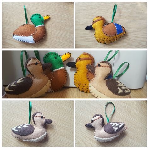 Felt Mallard Duck, Felt Mallard Duck Pattern, Felt Duck Ornament, Duck Ornaments Diy, Duck Crafts For Adults, Felt Duck Pattern, Stocking Design Ideas, Ducks Mallard, Duck Mobile