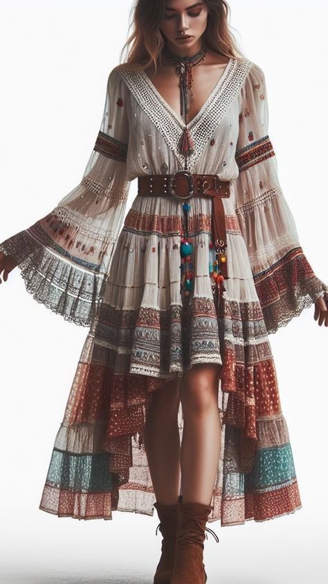 Bohemianism Fashion, Boho Style Outfits Winter, Bohemian Aesthetic Outfit, Indie Boho Outfits, Chic Work Outfit, Casual Boho Style, Bohemian Style Clothing, Coachella Dress, Boho Style Outfits