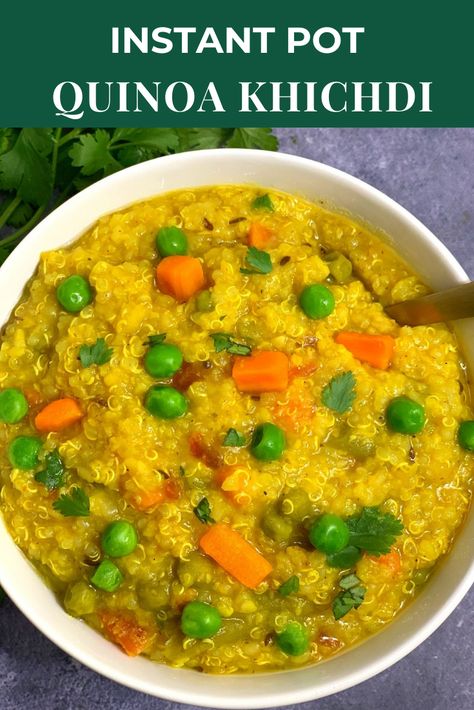 Quinoa Vegetable Khichdi or Mix Vegetable Lentil Quinoa recipe is one-pot ultimate comfort food prepared with quinoa, moong dal/lentils, veggies and some basic spices in Instant Pot Pressure cooker or stove top. Vegetables In Instant Pot, Lentil Quinoa, Instant Pot Quinoa, Khichdi Recipe, Lemon Quinoa, Mix Vegetable, Easy Quinoa, Quinoa Recipe, Breakfast And Brunch