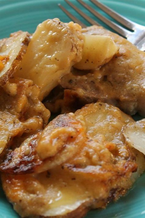 Pork Chops For 2 People, Pork Chops And Scalloped Potatoes, Scalloped Potato Casserole, Creamy Scalloped Potatoes, Pork Dinners, Mustard Pork Chops, Scalloped Potatoes Recipe, Tender Pork Chops, Pork Chops And Potatoes