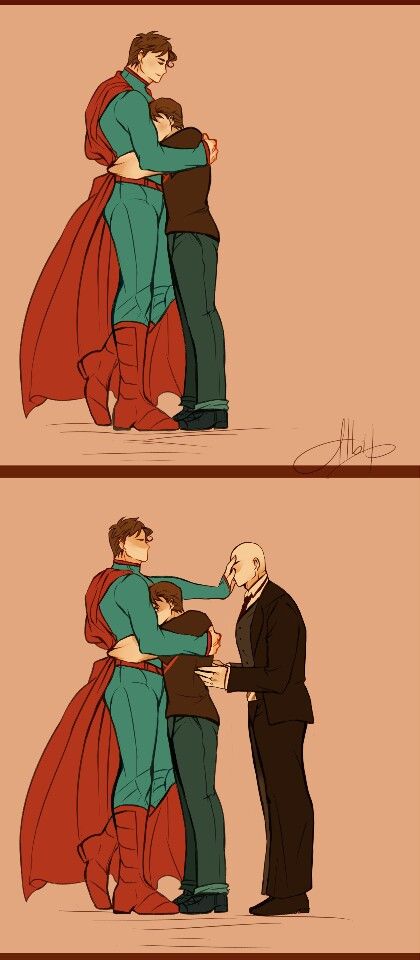 Fathers Day. Superman, Superboy, Lex Luthor. This is great xD Dc Batfamily, Superman X Batman, Superman X, Super Family, Superman Family, Univers Dc, Batman Funny, Lex Luthor, Dc Memes