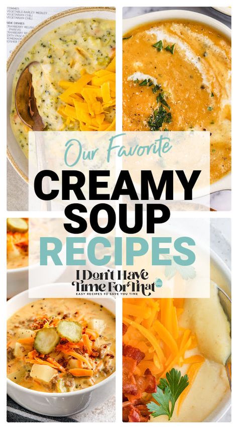 Creamy Soup recipes with a title Creamy Soup Recipes Instant Pot, Cream Based Soups Crock Pot, Easy Cream Soup Recipes, Can Cream Of Mushroom Soup Recipes, Cream Soups Ideas, Cream Based Soup Recipes, Easy Creamy Soup, Vegetarian Crockpot Soup, Creamed Soups