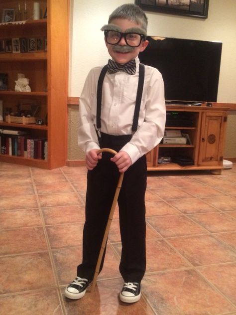 Here's my 100 year old man dressed to celebrate his 100th day of school Old Man Costume, 100 Días De Clases, School Spirit Days, 100 Day Of School Project, Recipe Crockpot, Spirit Week Outfits, School Costume, Chop Recipes, Outfits Baggy