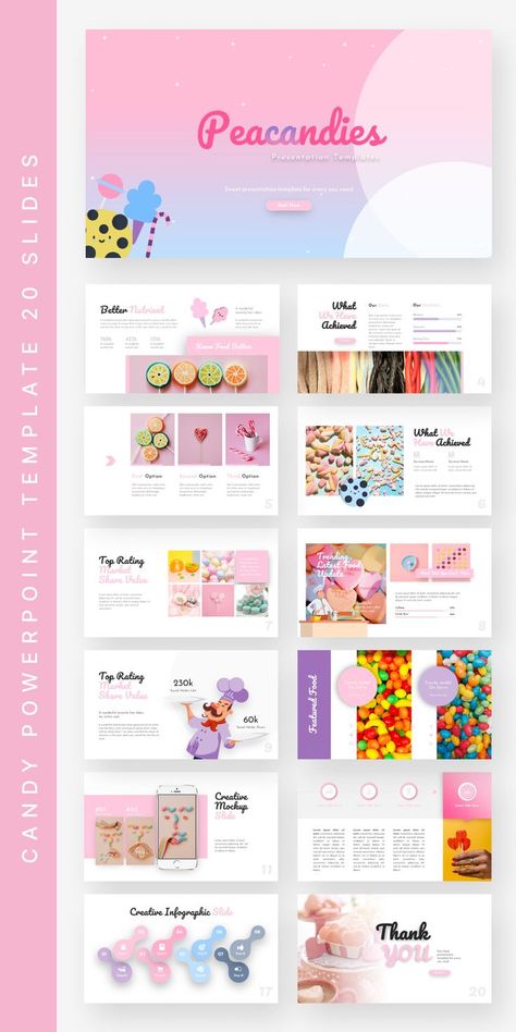 Candy PowerPoint Template Candy Branding Design, Candy Website, Slides Layout, Business Model Template, Presentation Template Design, Business Case Template, Ppt Themes, Business Ppt Templates, Ppt Template Design