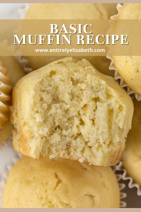 Easy Muffin Recipes 4 Ingredients, Muffin Recipes Chocolate Chip, Plain Muffin Recipe, Muffin Batter Recipe, Basic Muffin Mix, Moist Muffin Recipe, Simple Muffins, Easy Muffin Recipes, Plain Muffins