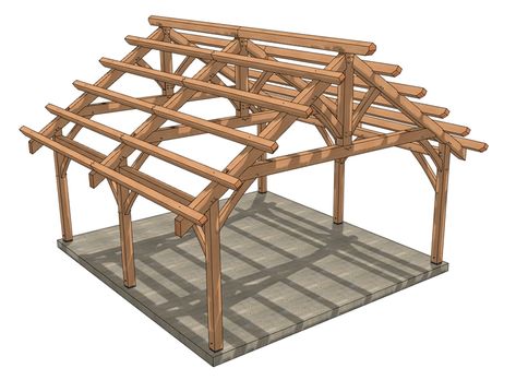 With precision-cut timbers and comprehensive plans, our Ready-to-Raise™ pavilion kit ensures a smooth construction process, streamlining a stunning outdoor space ideal for any occasion. Backyard Focal Point, Timber Frame Cottage, Timber Frame Plans, Camping Cabin, Section Drawing, Building A Chicken Coop, Timber Structure, Guest Cottage, Roof Plan