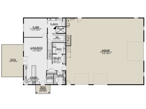 Barn Plan: 3,192 Square Feet, 3 Bedrooms, 3 Bathrooms - 5032-00105 Pole Barn Shop Contemporary 30x40x12, 50x80 Shop With Living Quarters, Shop With Living Quarters Plans 40x40, Shop With Living Quarters 40x60 Farmhouse, Pole Barn Shop Farmhouse, Metal Shop House Plans 40x40, 60x40 Metal Building Home With Shop, 30x40 Shop With Bathroom, Shop Houses Metal Interior