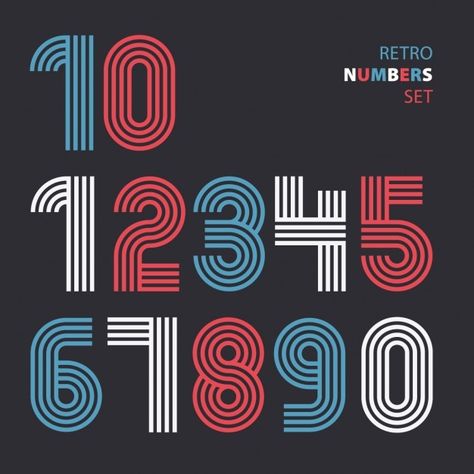 Retro numbers made with lines Free Vecto... | Free Vector #Freepik #freevector #geometric #line #retro #typography 10 Typography Number, Retro Numbers, Typographie Logo, Numbers Typography, Art Deco Fonts, Color Theory Art, School Shirt Designs, Art Deco Lines, Number Fonts