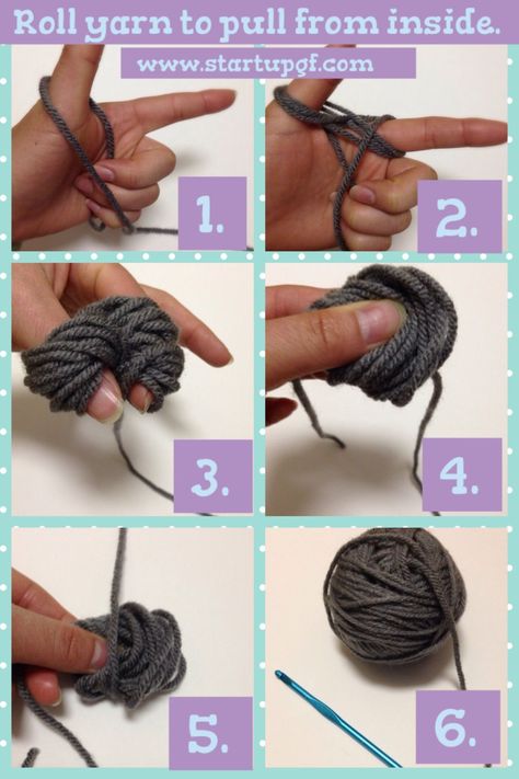 Rolling Yarn. Step by step to roll yarn into a ball and pull from the inside- Startupgf | Yarn crafts, Crochet, Knitting Crochet Learning, Crochet Dish Cloth Free Pattern, Finger Knitting Projects, How To Roll, Design Kitchen Ideas, Yarn Balls, Circular Knitting Machine, Creative Knitting, Crochet Barbie Clothes