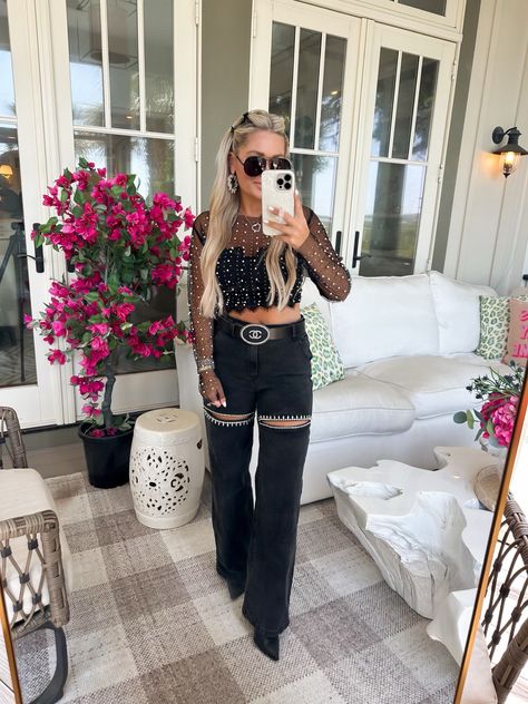 Shop Women Sexy Mesh Sheer Pearl … and other curated products on LTK, the easiest way to shop everything from your favorite creators. Pearl Top Outfit, Sheer Top Outfit, Outfit Country Concert, Nfr Rodeo, Rodeo Outfit, Concert Vibes, Outfit Country, Country Dress, Pearl Top