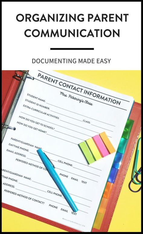 One of the first rules of parent communication is documentation. Ideas and a free printable to make documenting and organizing parent communication easy! | maneuveringthemiddle.com Parent Teacher Documentation Form, Parent Teacher Partnership, Documentation Ideas, Teacher Documentation, Teacher Communication, Parent Teacher Communication, First Classroom, Parent Contact, Student Info