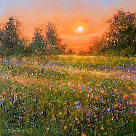 Art oil painting - Evening Garden Dream  Art2Arts Artist Jennifer Taylor Dream Landscape Art, Garden Scene Painting, Wildflower Acrylic Painting, Oil Paint Flowers, Oil Painting Landscapes, Flower Landscape Painting, Garden Acrylic Painting, Flower Garden Painting, Garden Oil Painting