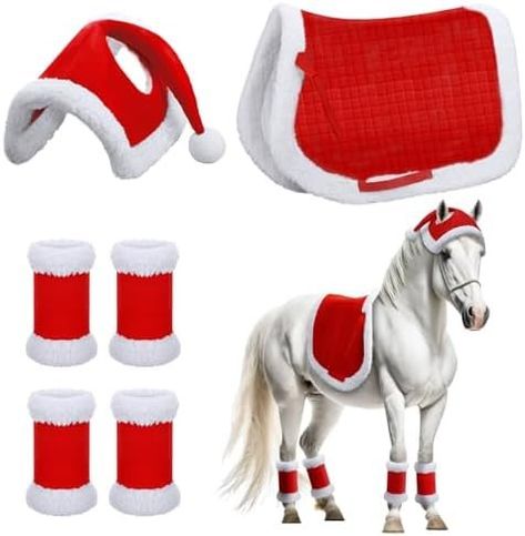 Christmas Saddle Pad, Schleich Diy Accessories, Horses Decor, Horse Costume, Quick Costumes, Xmas Costumes, Leg Wraps, Christmas Horse, Horse Costumes