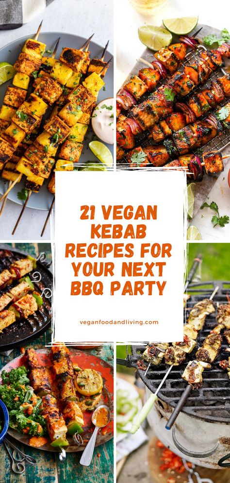 21 vegan kebab recipes for your summer BBQ party Veg Kebabs Skewers, Veggie Barbecue Ideas, Tofu Shish Kabobs, Vegetarian Kebabs On The Grill, Vegan Bbq Skewers, Vegetable Kebab Recipes, Vegetarian Shish Kabobs, Vegan Grill Ideas, Vegetarian Skewers Bbq