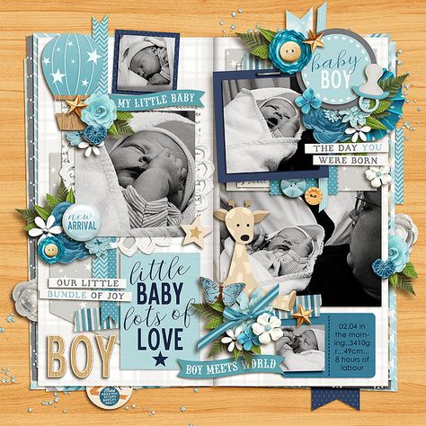 Newborn Scrapbook Ideas, Newborn Scrapbook, Scrapbook Baby Book Ideas, Baby Journal Book, Baby Boy Scrapbook Layouts, Pregnancy Scrapbook, Boy Scrapbook Layouts, Baby Scrapbook Album