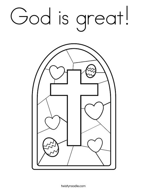 God is great Coloring Page - Twisty Noodle Free Easter Coloring Pages, Jesus Has Risen, Cross Coloring Page, Easter Sunday School, Jesus Coloring Pages, Twisty Noodle, Jesus Is Risen, Easter Preschool, Heart Coloring Pages