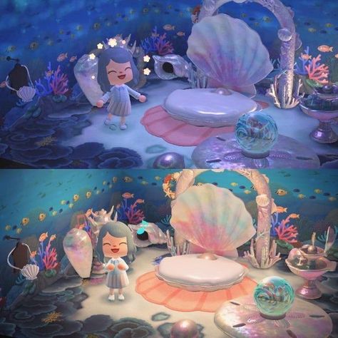 Mermaidcore Animal Crossing, Acnh Mermaid, Underwater Room, Architecture Memes, Mermaid Room Decor, Mermaid Island, Pink Island, Mermaid Room, Animal Crossing Funny