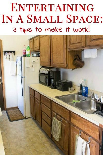 Don't let a small space stop you from entertaining! Follow these tips to make the most of your space! Apartment Party, Old Kitchen Cabinets, Kitchen Tour, Grout Cleaning, Farmhouse Kitchen Cabinets, Pallet Shelves, Kitchen Cabinets Makeover, Cabinet Makeover, Kitchen Design Decor