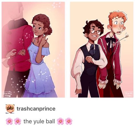 The yule ball Ron Weasley  Hermione Granger and Viktor Krum Harry Potter  Romione Hermione Yule Ball Dress Fanart, Hermione Harry And Ron, Harry And Ron, Art Harry Potter, Yer A Wizard Harry, The Goblet Of Fire, Yule Ball, Harry Potter Artwork, Images Harry Potter