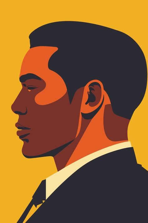 Profile of an African American man. Vector illustration in flat style. Vector Profile, African American Man, Man Vector, Flat Style, Flat Illustration, Fashion Flats, African American, Vector Free, Vector Illustration