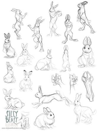 Poses de Lapins Sketches Of Rabbits, Rabbits Drawing, Drawing Rabbits, Sketch Rabbit, Beast Illustration, Bunny Sketch, Illustration Rabbit, Rabbit Pose, Standing Rabbit