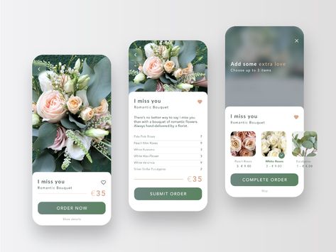 Flower Delivery - Shopping Cart by Tina Bonis on Dribbble      Hotel Booking App - from Dribbble by Tina Bonis    #ui #uidesign #uidesigninspiration #ecommerce #appdesign #userinterface #userinterfacedesign #uxui #graphicdesign #productdesign #flowres #florist #flowerdelievery Florist App Design, Florist Catalogue Design, Flower Catalog Design, Flower Shop App, Flower Website, Delivery Flowers, White Wax Flower, Hotel Booking App, Graphic Design Cv