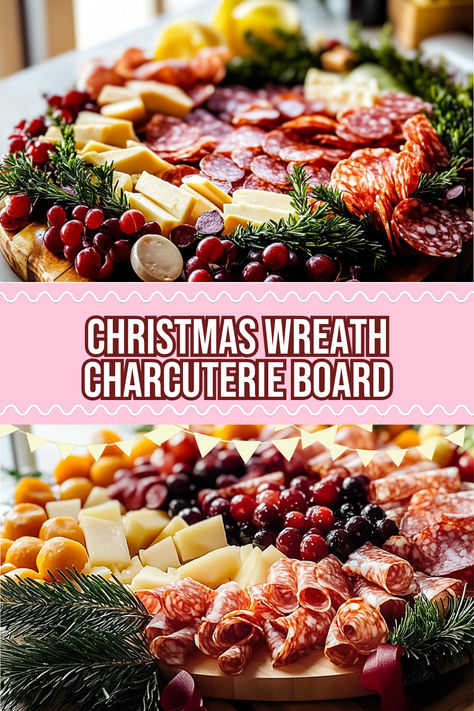 Bring holiday cheer to your gatherings with a stunning Christmas Wreath Charcuterie Board. This eye-catching centerpiece features a mix of meats, cheeses, fruits, and nuts arranged in a wreath shape, perfect for entertaining guests and spreading festive joy! Christmas Wreath Charcuterie, Christmas Wresth, Wreath Charcuterie Board, Wreath Charcuterie, Charcuterie Board Food, Melting White Chocolate, Food Boards, Christmas Recipe, Meat And Cheese