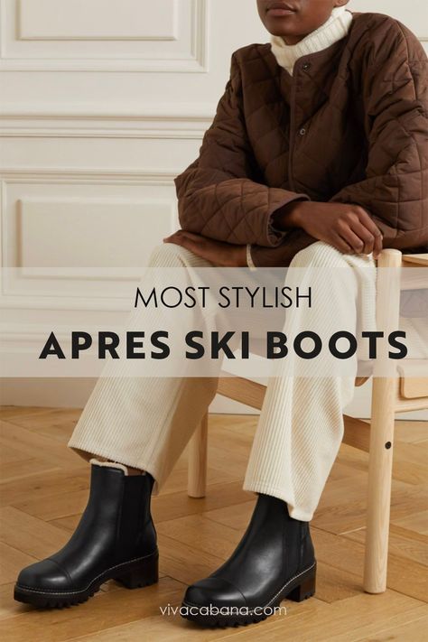 After a long day on the slopes, the boot you choose to wear off-piste matters.Ski boots aren’t meant for walking in, much less the catwalk that the apres ski can be (and some apres spots don’t even allow ski boots inside!). Check out Viva Cabana’s ultimate apres ski guide for perfect ski outfits and the best place to go, eat and drink. Apre Ski Boots Women, Apres Ski Boots Women, Apre Ski, Apres Ski Boots, Apres Ski Outfits, Ski Outfits, Apres Ski Style, Ski Style, Fall Fashion Coats