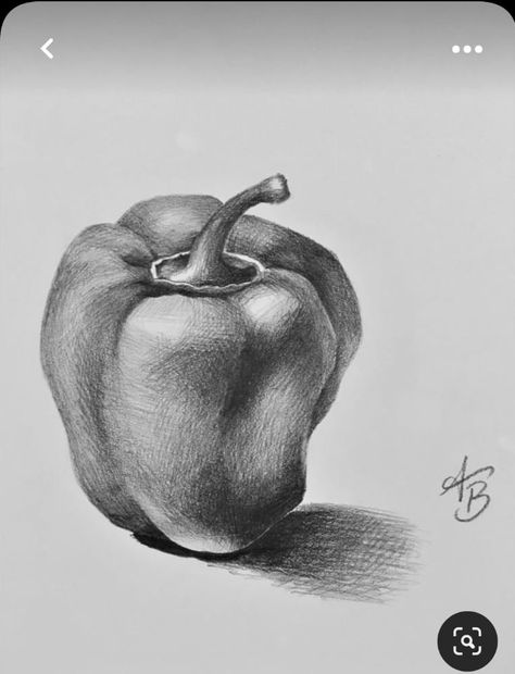 Charcoal Painting Ideas, Pepper Drawing Pencil, Fruit Drawing Pencil Sketches, Pepper Sketch, Black Pencil Drawing, Pepper Drawing, Drawing Y2k, Easy Pencil Drawing, Y2k Drawings