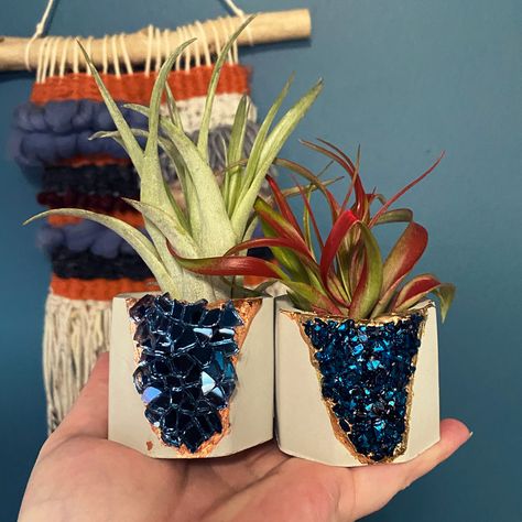 Little planters all packed away heading to New York! 🥰🌍 thank you to all who support small businesses! It makes our day! ✨ 🌻 🌻 🌻 🌻 #plantgifts #plantgoals #indoorgarden #airplants #airplant #smallbusinesssupport #plantoneonme #mosaic #mosaicart #thankyou Geode Candle Holder, Geode Planter, Crystal Room Decor, Plant Goals, Custom Planters, Cactus Pot, Tea Candles, Air Plant Holder, Crushed Glass