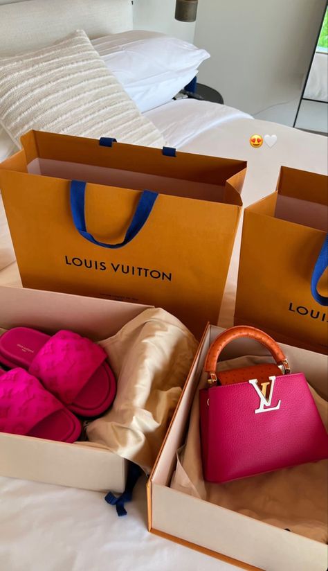 Louis Vuitton Shopping Bag Aesthetic, Luxury Haul, Bags Aesthetic, Slippers, Louis Vuitton, Outfit Accessories, Pink, Quick Saves