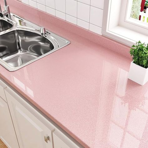 HotDecor Shiny Pink Peel and Stick Wallpaper Glossy Pink Contact Paper for Countertops Waterproof Pink Shiny Glitter Wallpaper Removable Self Adhesive Paper Decorative Furniture Kitchen 15.7"X78.8" - Amazon.com Pink Contact Paper, Pink Peel And Stick Wallpaper, Decorative Furniture, Glossier Pink, Paper Table, Glitter Wallpaper, Wallpaper Removable, Furniture Renovation, Kitchen Wallpaper