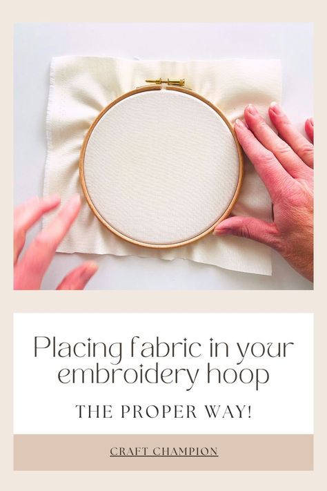 Guide on how to place fabric in an embroidery hoop and tighten the fabric How To Use Embroidery Hoop, How To Makw, Large Ring, Step By Step Guide, Embroidery Tutorials, Embroidery Hoop, Top Tips, Step By Step Instructions, Step Guide